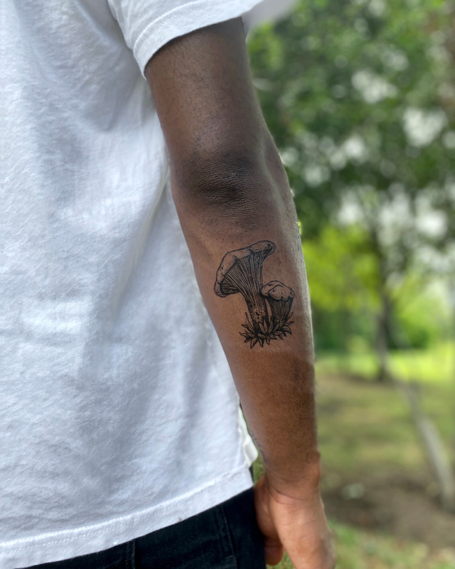 Chanterelle Mushroom Temporary Tattoo Black Line Tattoo Wild Etsy