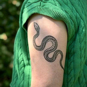 Garden Snake Temporary Tattoo: Realistic Serpent Design, Hand-Drawn, Fake Tattoo image 7