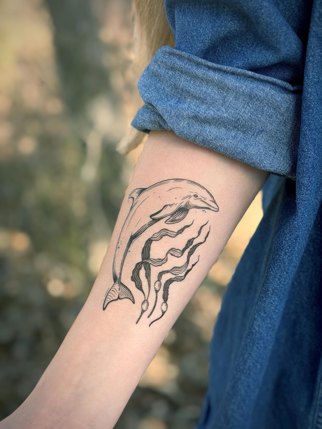 Dolphin Temporary Tattoo: Ocean Animal, Marine Mammal, Nature