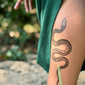 Garden Snake Temporary Tattoo: Realistic Serpent Design, Hand-Drawn, Fake Tattoo image 6