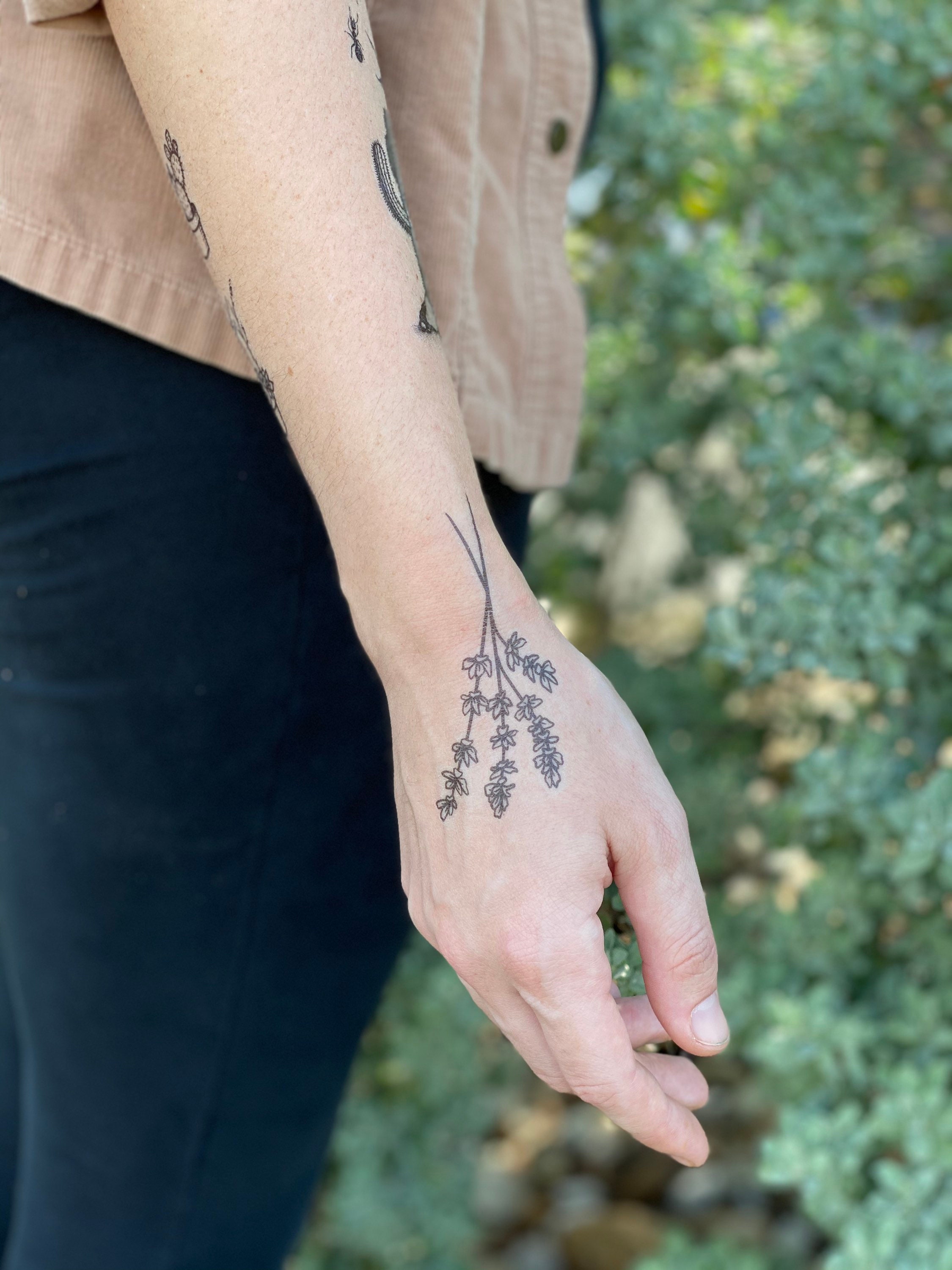 Lavendel Zweige temporäre Tattoo Sammlung von 2 schwarze Etsy