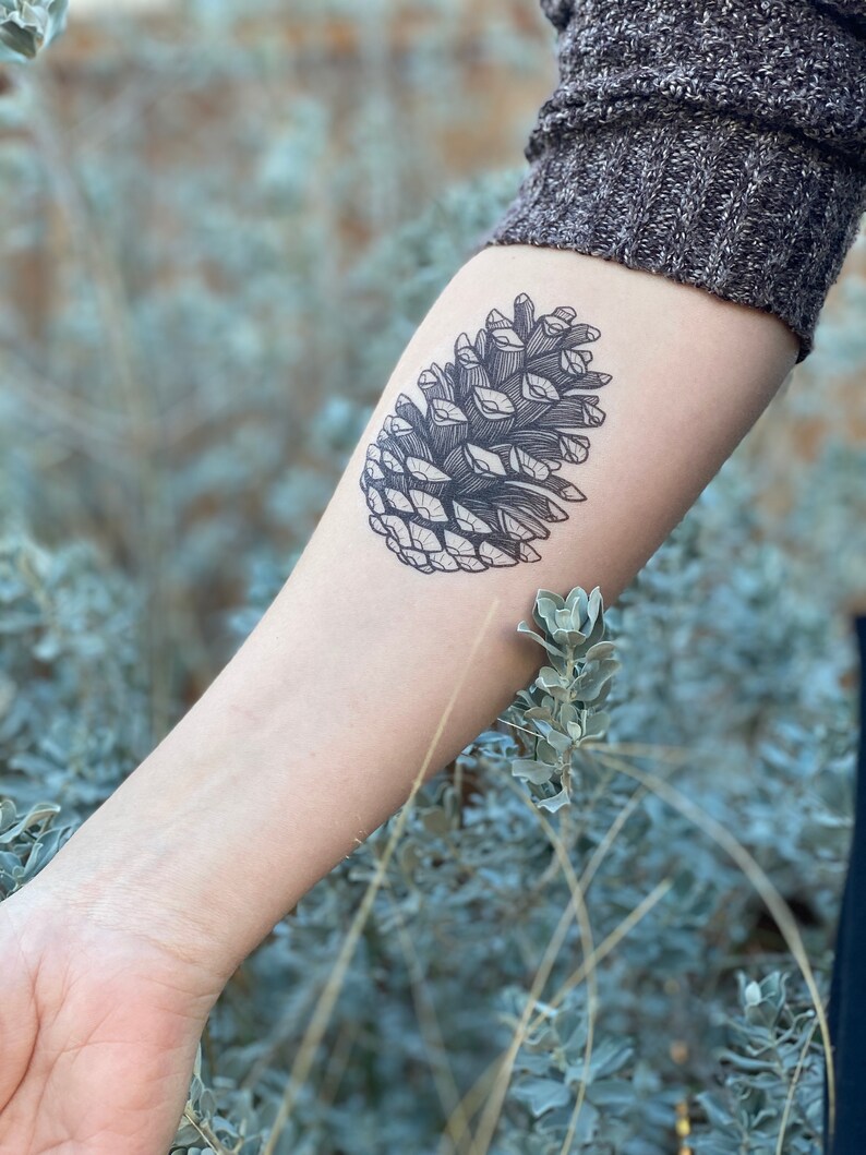 Pinecone Temporary Tattoo Pine Tree Seed Pod Nature Tattoo Etsy