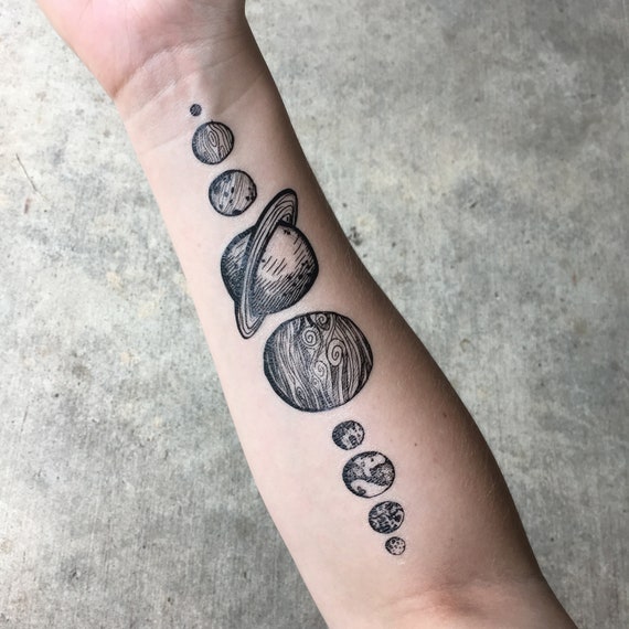 Planets Temporary Tattoo Outer Space Night Sky Solar System Tattoo Nature Tattoo