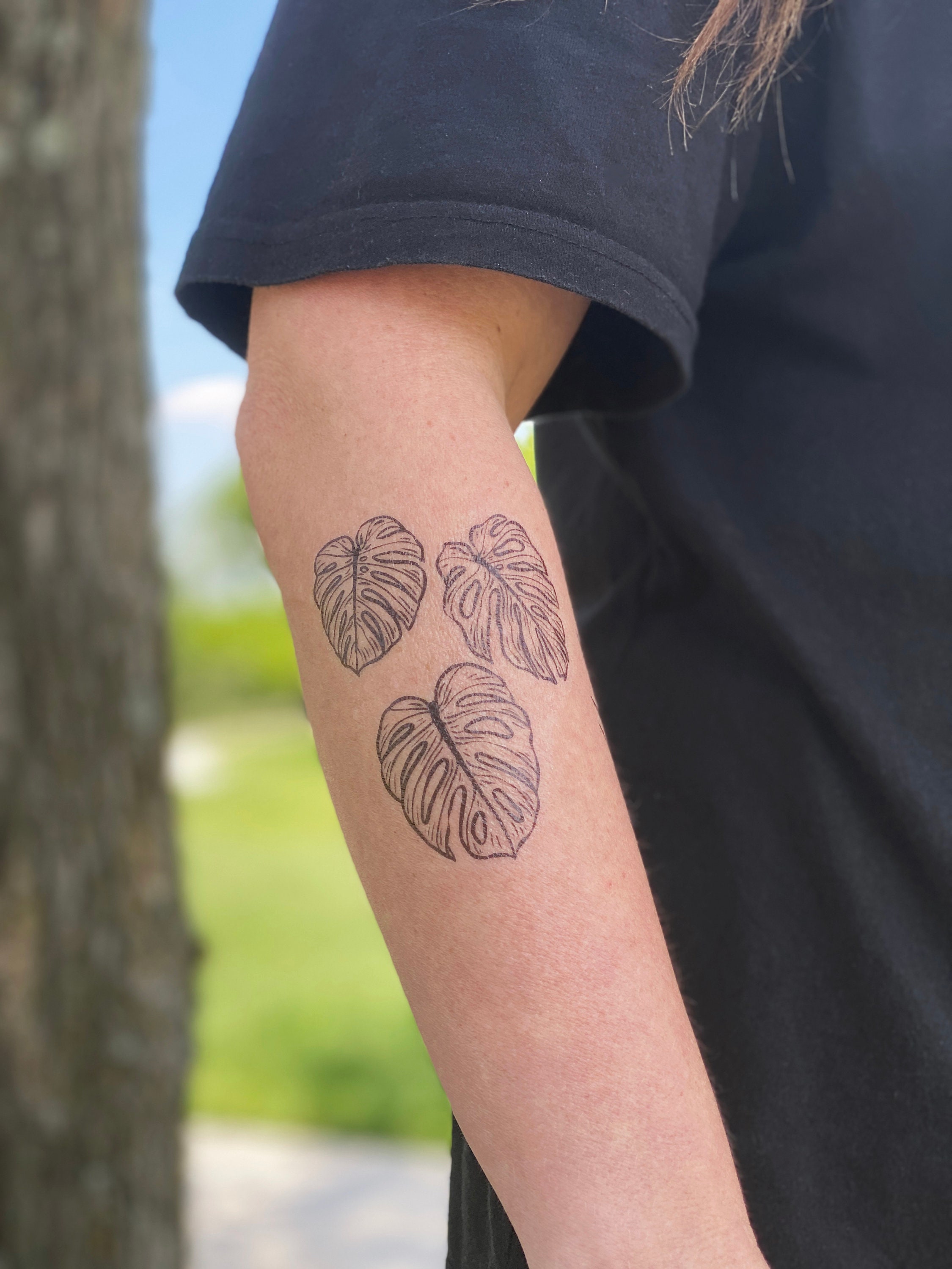 Monstera Leaves Temporary Tattoo Tropical Nature Tattoo Rare - Etsy