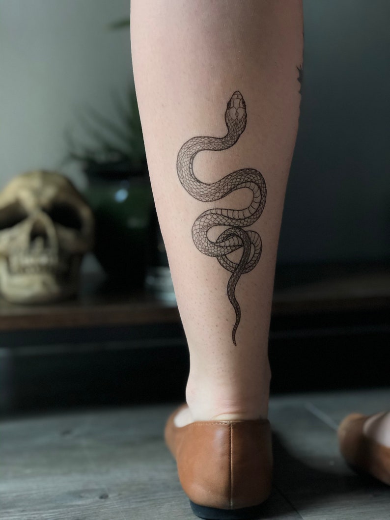 Garden Snake Temporary Tattoo Garter Snake Original Etsy