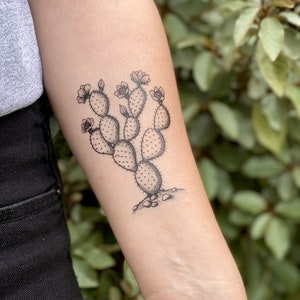 Prickly Pear Cactus Temporary Tattoo, Cactus Lover Gift, Stocking Stuffers & Party Favors