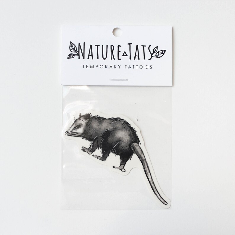 Opossum Temporary Tattoo Black Ink Possum Forest Animal Etsy