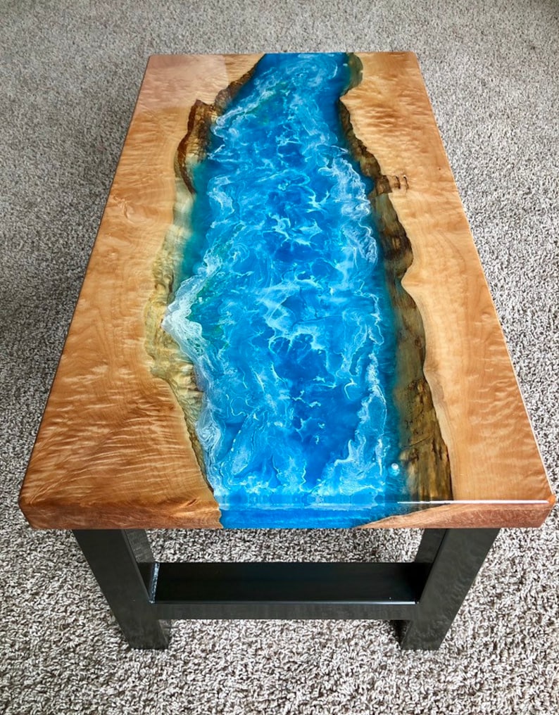 Epoxy Resin Ocean and Maple Coffee Table Etsy