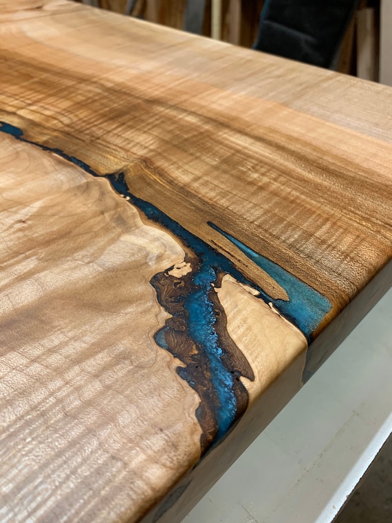Maple and Epoxy Resin Split River Dining Table Etsy UK
