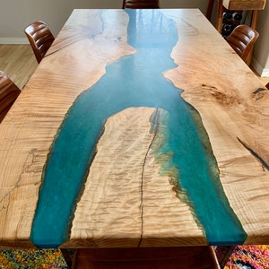 Maple and Epoxy Resin Split River Dining Table - Etsy