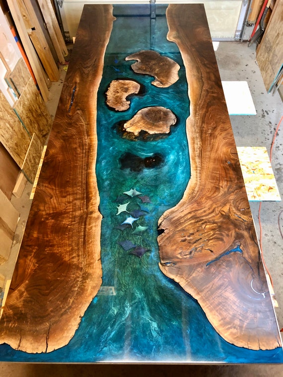 Custom Ocean Table, Epoxy Resin Table, Epoxy Dining Table by  Ironscustomwood