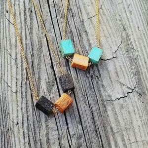 Necklace - Reclaimed Wood - Stainless Steel - DIFFUSER THREE