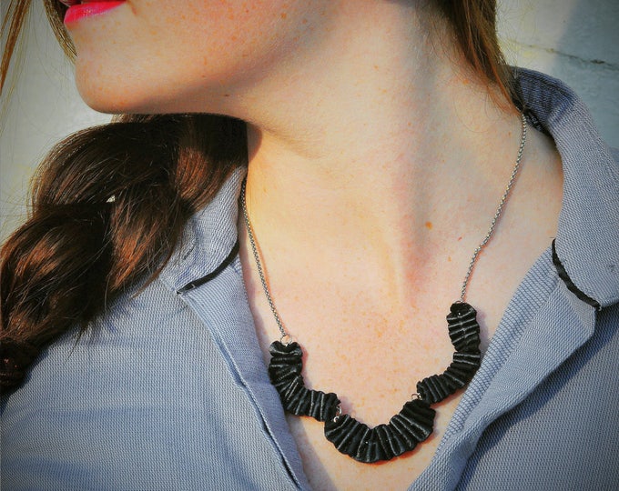 Necklace - Reclaimed Leather - SCALLOP