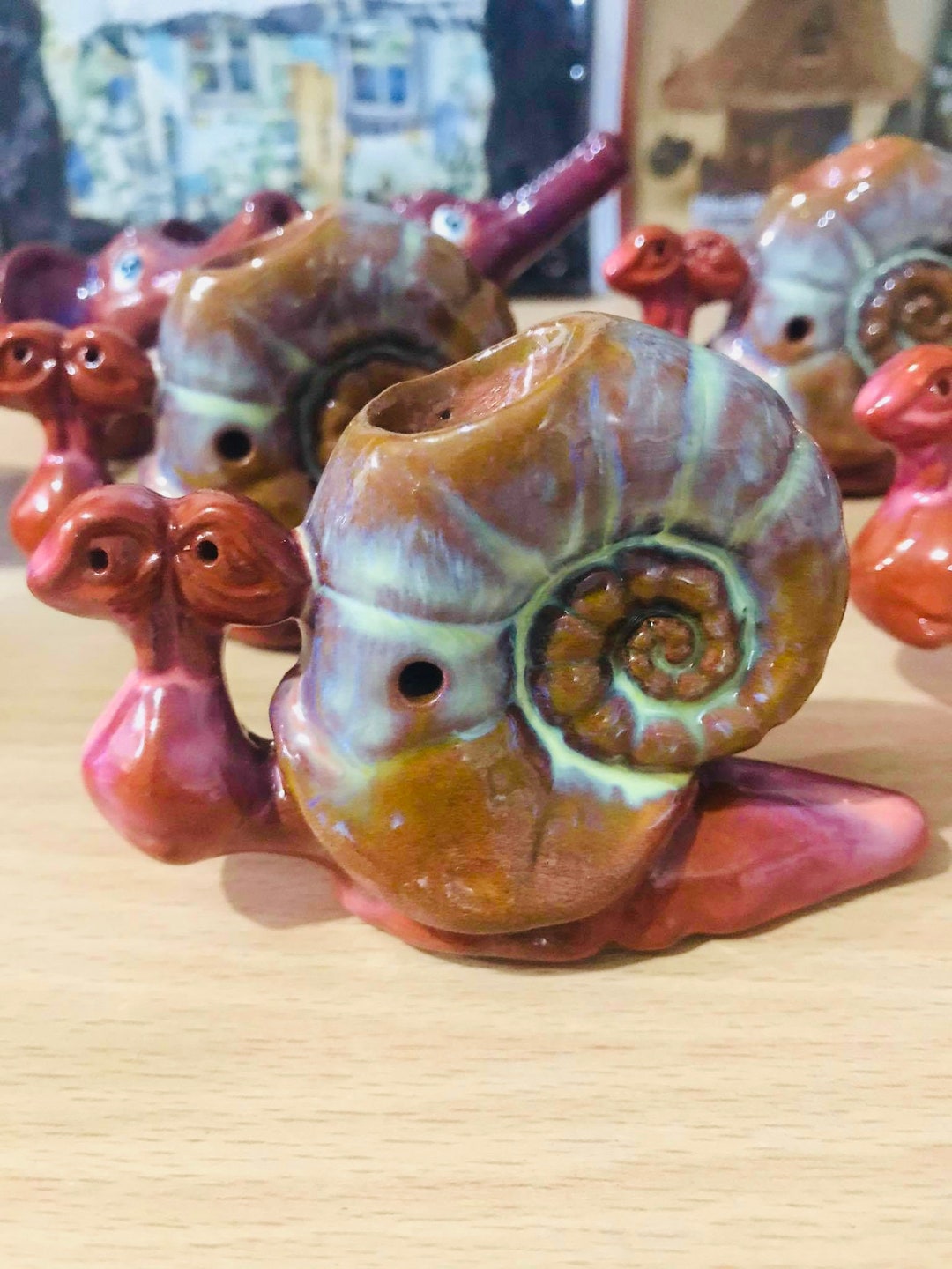 Snail Ceramic Smoking Pipe Etsy