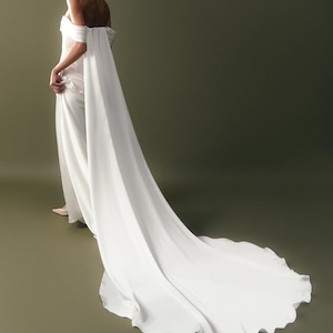 Capa o cola de satén desmontable para vestido de novia o corsé Capa de novia de seda sencilla Cola de vestido de novia RHEA