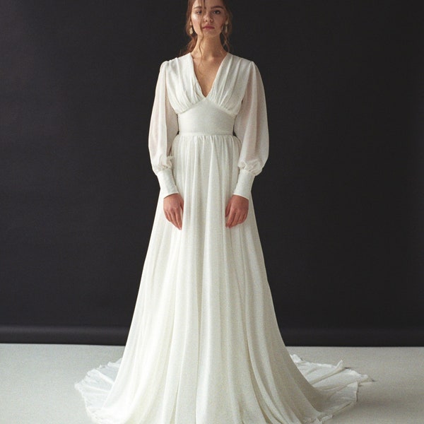 Long Sleeve Wedding Dress - Etsy