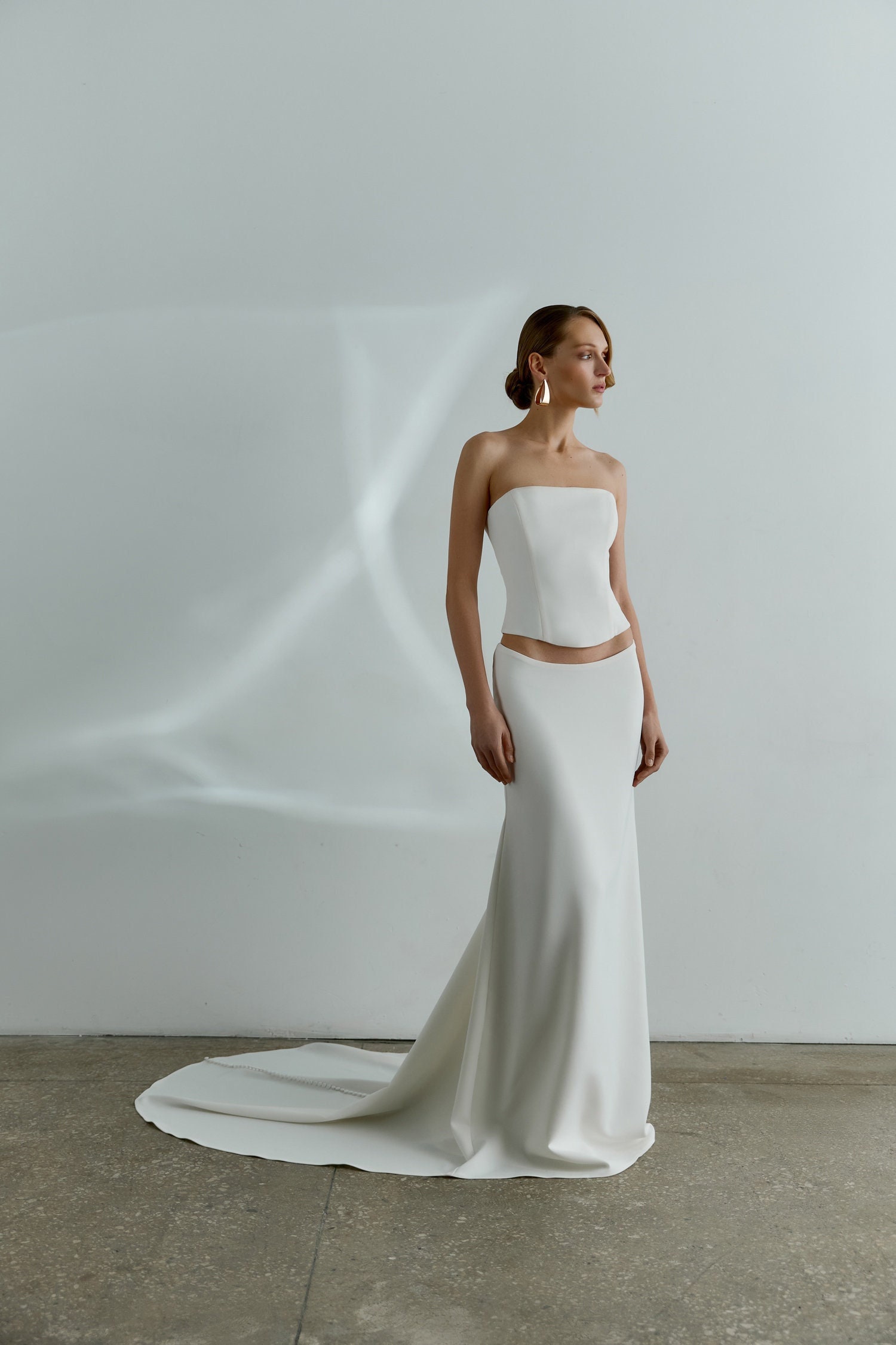 Minimalist Two-piece Wedding Dress Modern Crepe Bridal - Etsy