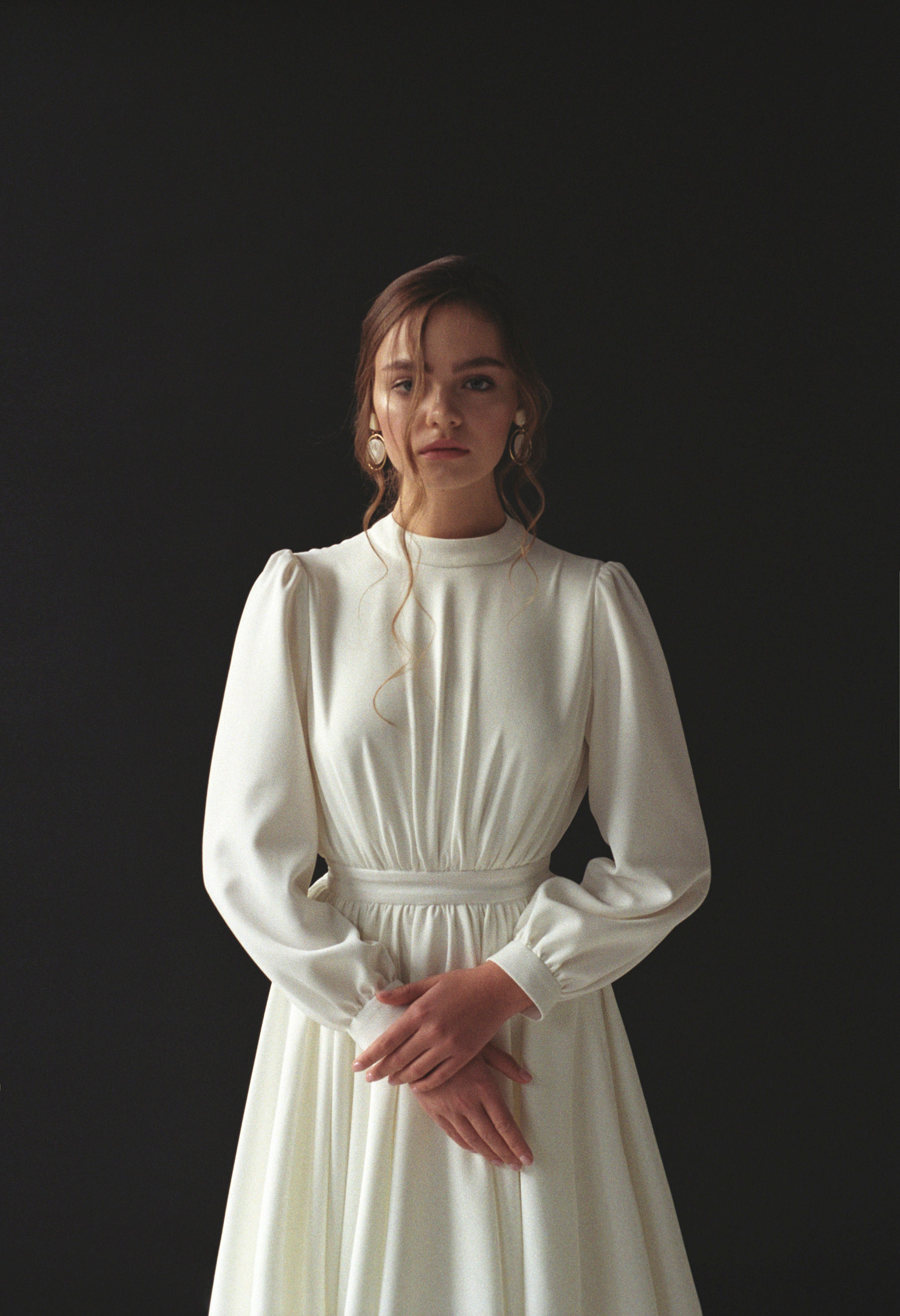 Long Sleeve Wedding Dress Modest Boho Wedding Dress Minimalist - Etsy UK