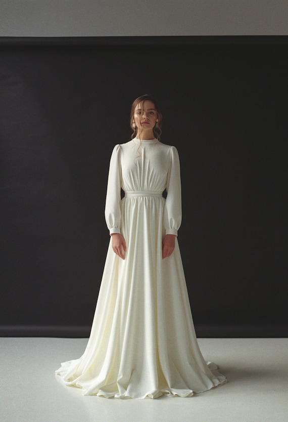 long sleeve minimalist wedding dress