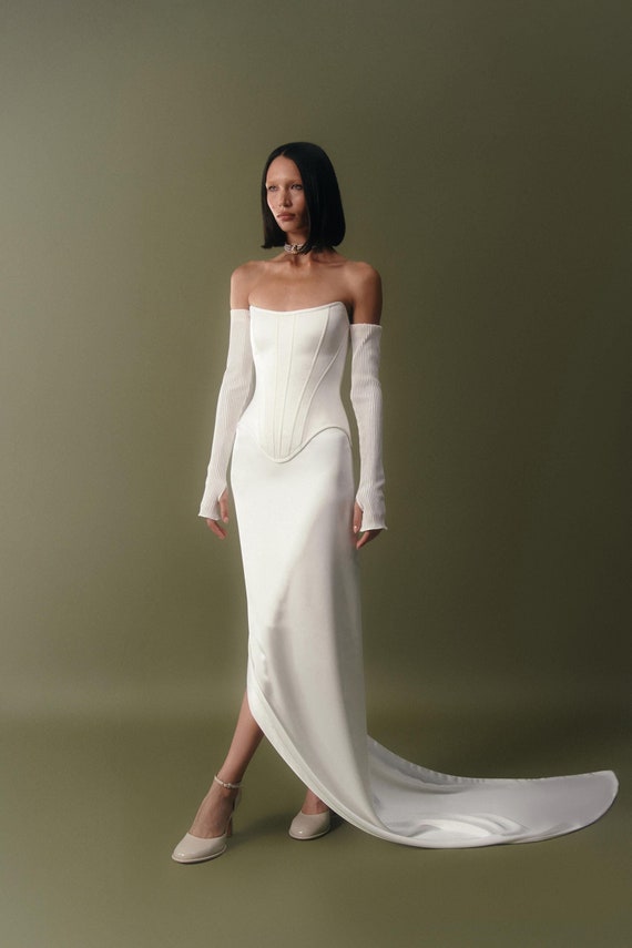 Guanti Da Sposa Lunghi In Tulle E Perline Olbye (Avorio, 50 Cm) - Accessorio Elegante Per Matrimonio E Cerimonie