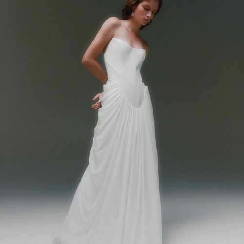white christmas dresses Chiffon Wedding Dress Marit With High Leg Slit main image 1