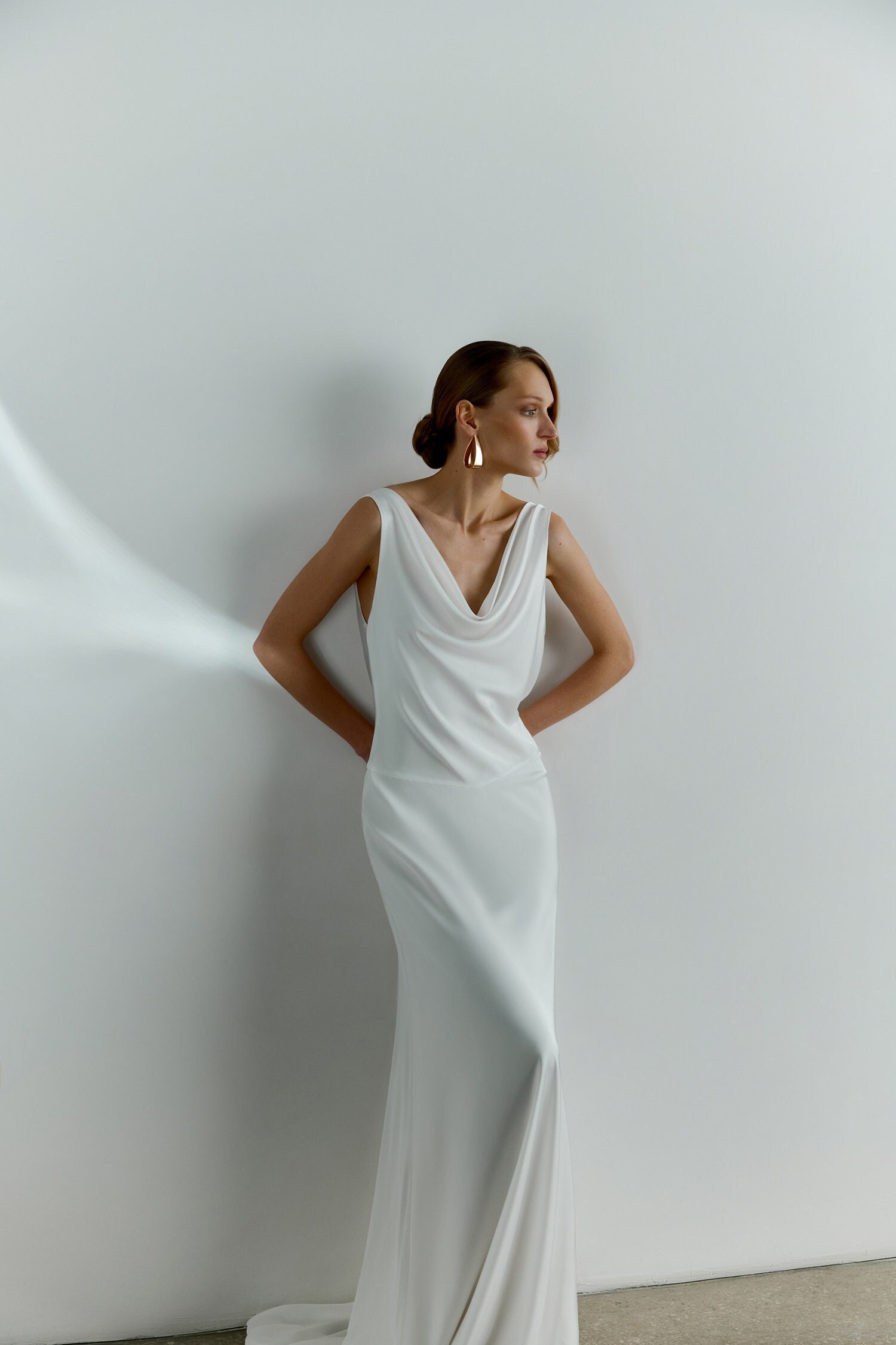 Cowl Neck Wedding Dress