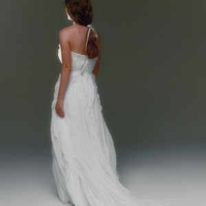 Strapless textured wedding dress Romantic A-line chiffon wedding dress Modern diaphanous bridal gown Flowy texture wedding dress OPHELIA image 4
