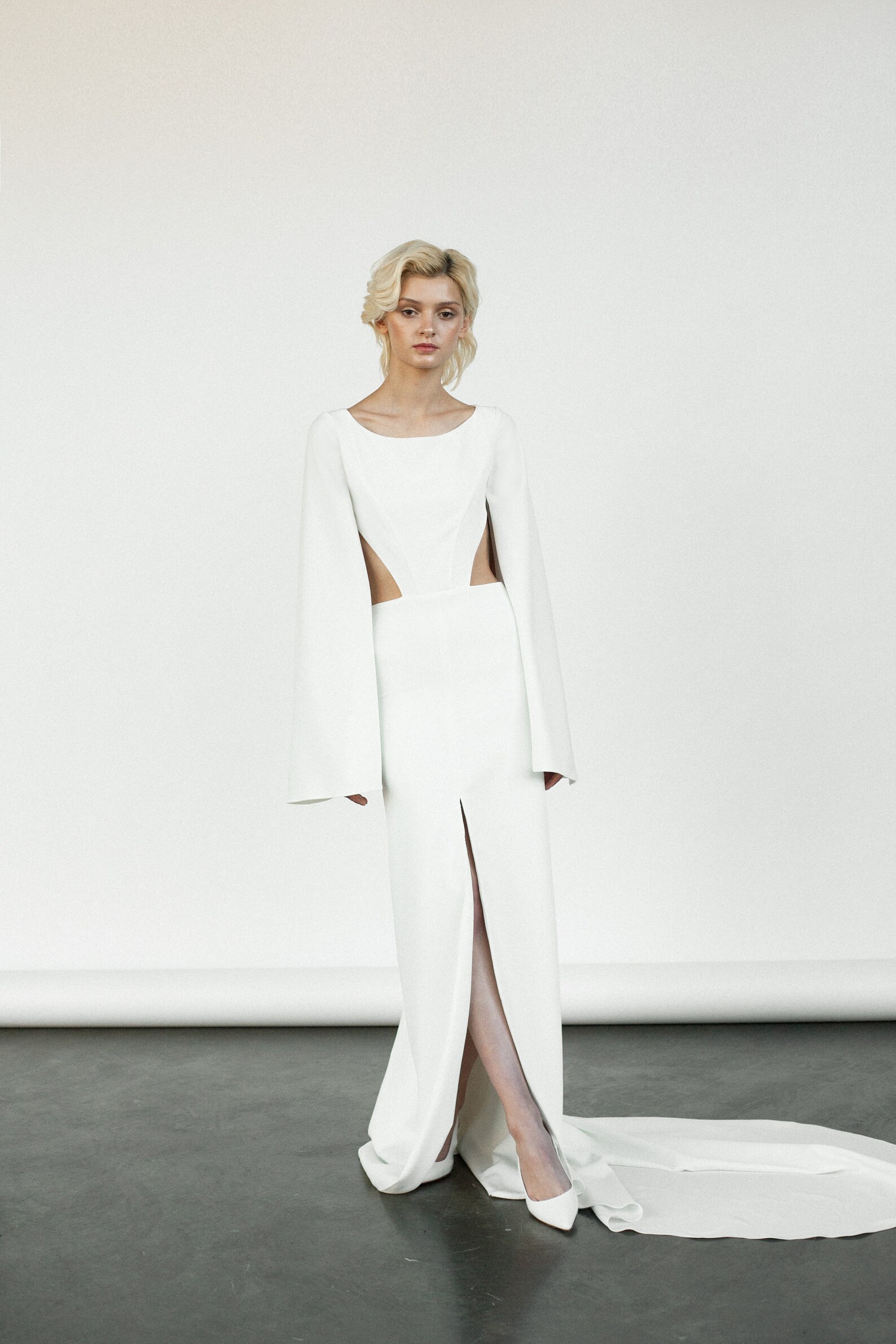 Modern Minimalist Wedding Dress With Open Back Bridal