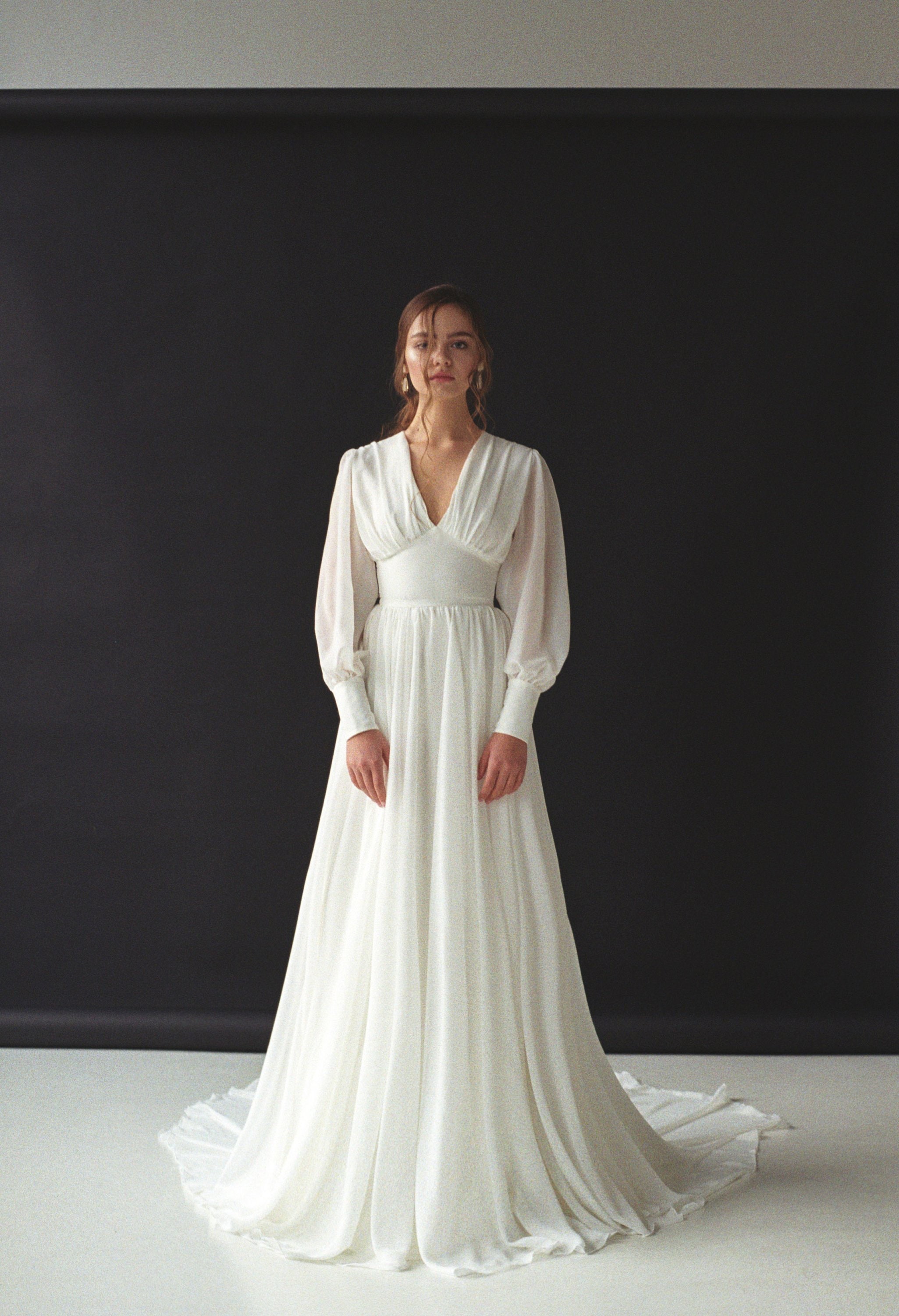 Long Sleeve Wedding Dress Boho Bishop ...