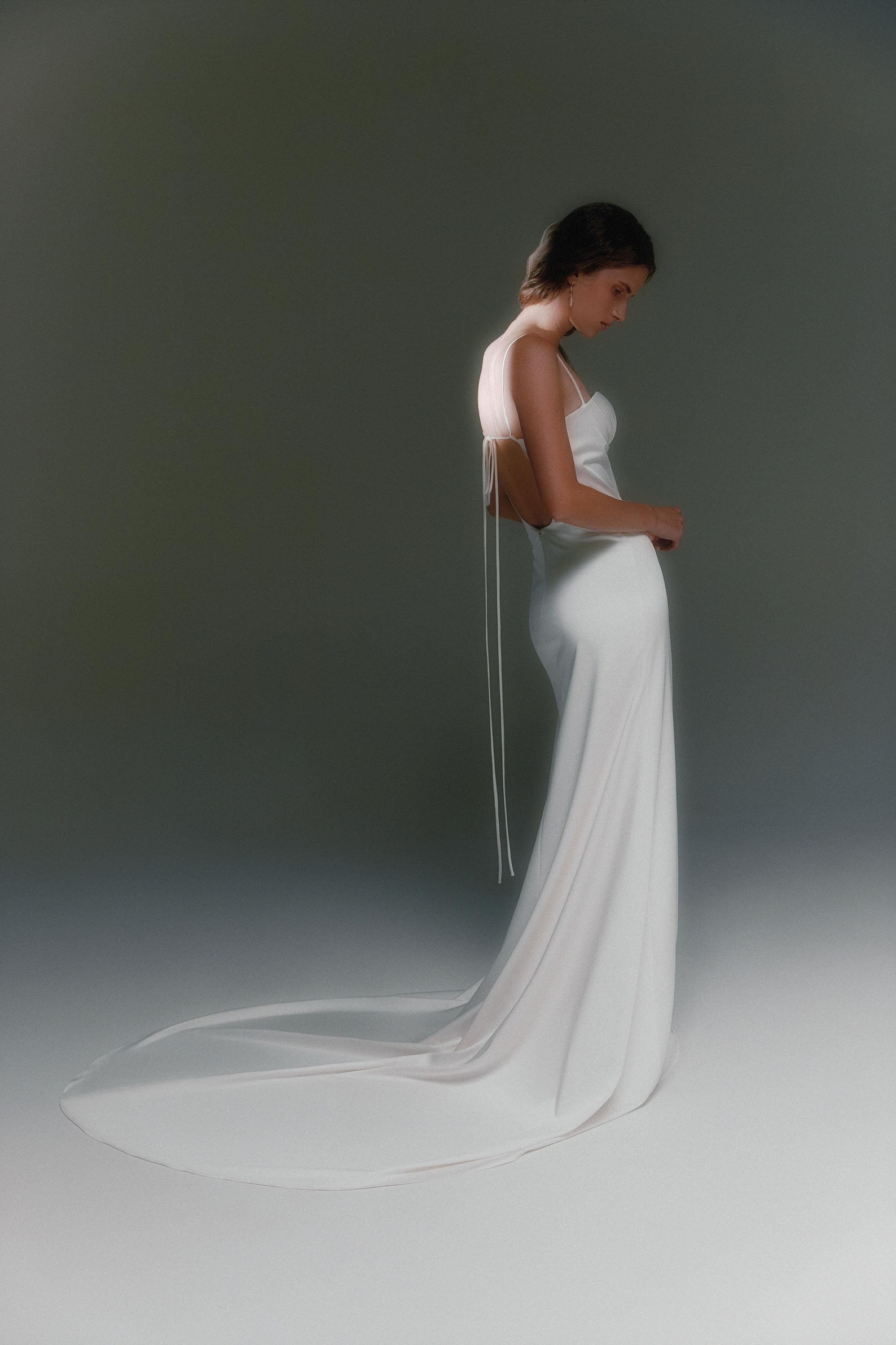 Seashell Cup Satin Wedding Dress Minimalist Fit-flare Wedding Dress ...