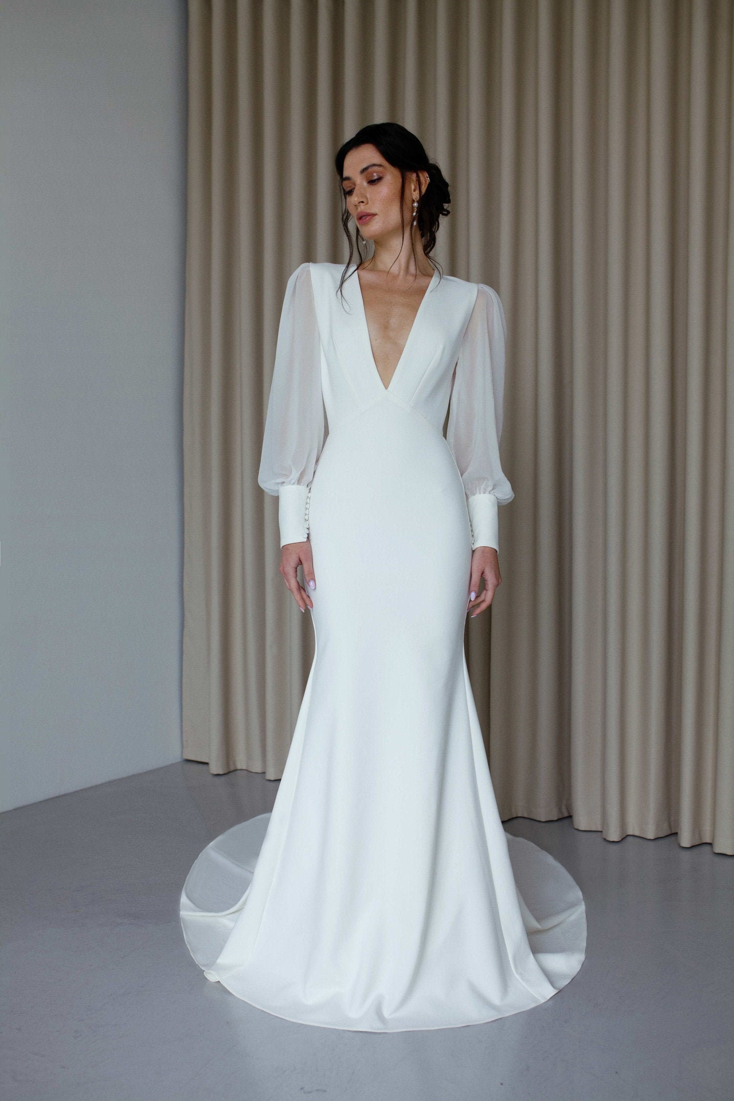 Plunge Neckline Wedding Dress 