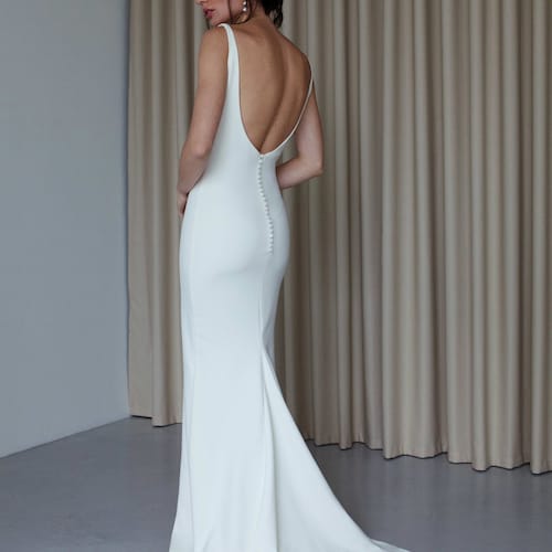 blanca boat neck mermaid formal dress ZAPAKA Women Ivory Mermaid Midi Engagement Dress with Sleeves Boat Neck Ruched Rehearsal Dinner Dress, Ivory / US20W
