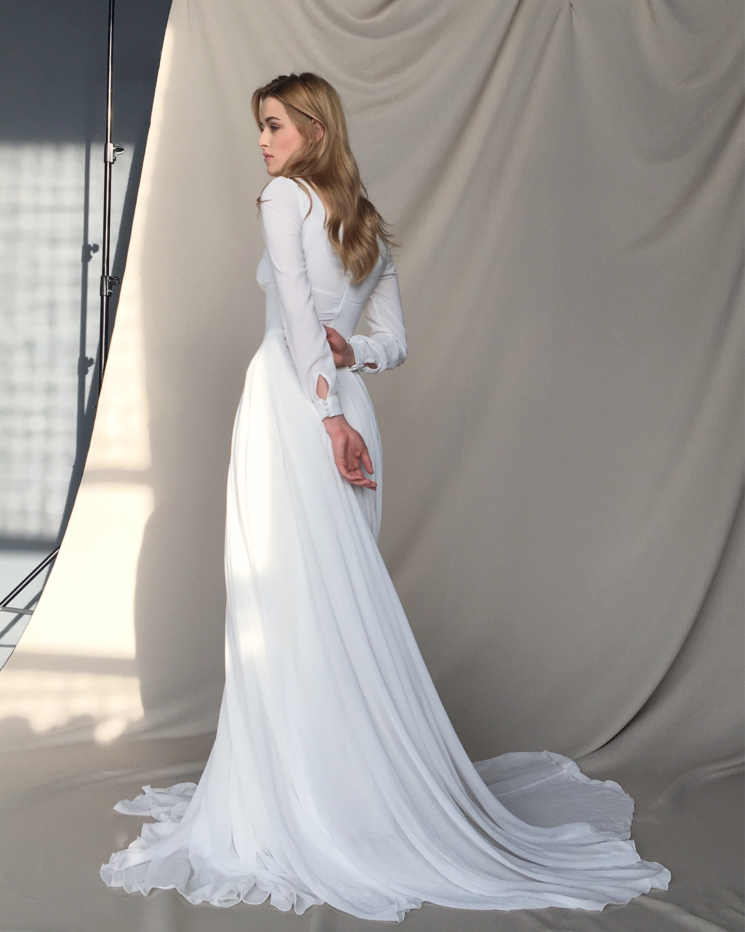 Toast Dress Long Slim Fit Elegant Elegant Gray Wedding Chiffon Evening Dress main image 1