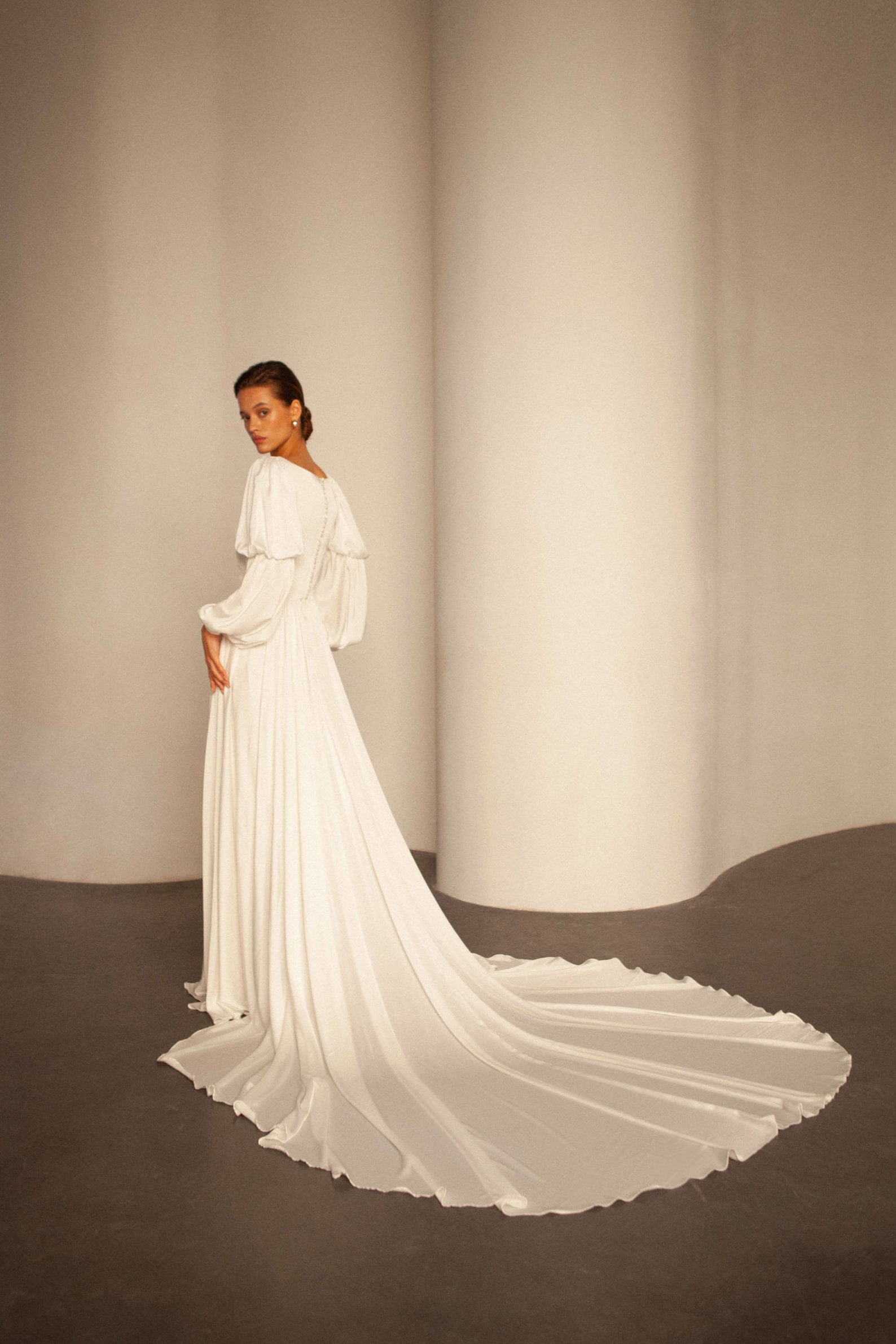 Square Neck Satin Gown with Ruched Waist Plum