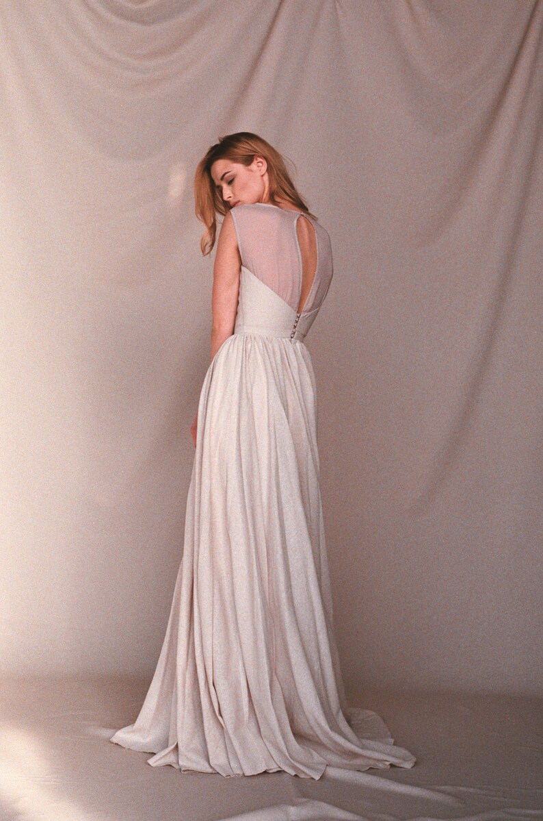 Linen wedding dress Beige wedding dress Nontraditional Etsy