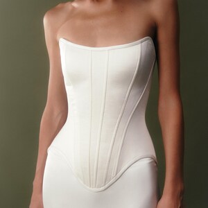 Two-piece Satin Corset Wedding Dress Bridal Separates Basque Waist ...