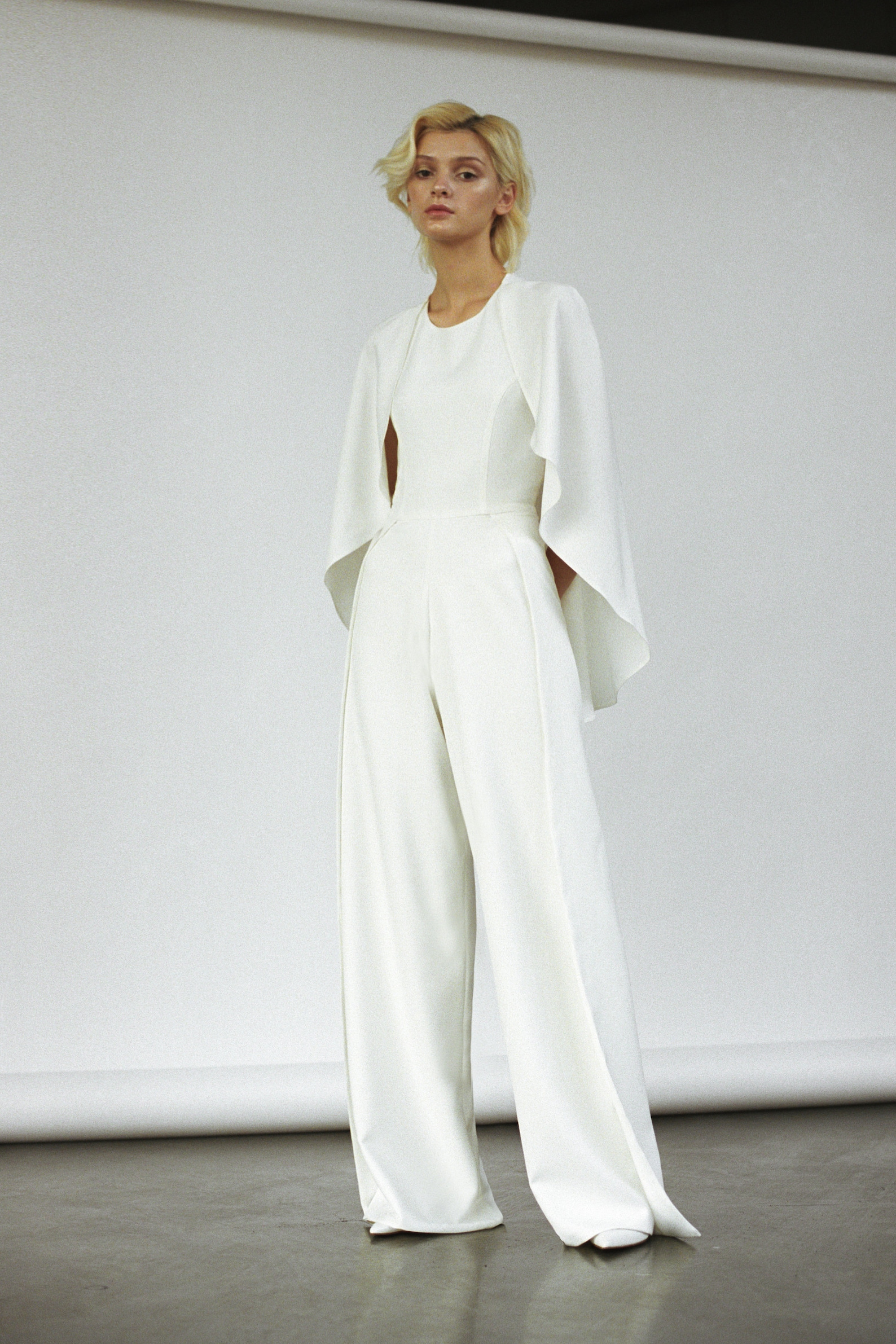 Modern bridal jumpsuit Minimalist off white wedding pantsuit Etsy