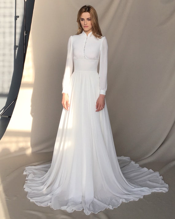 gown with sleeves for wedding