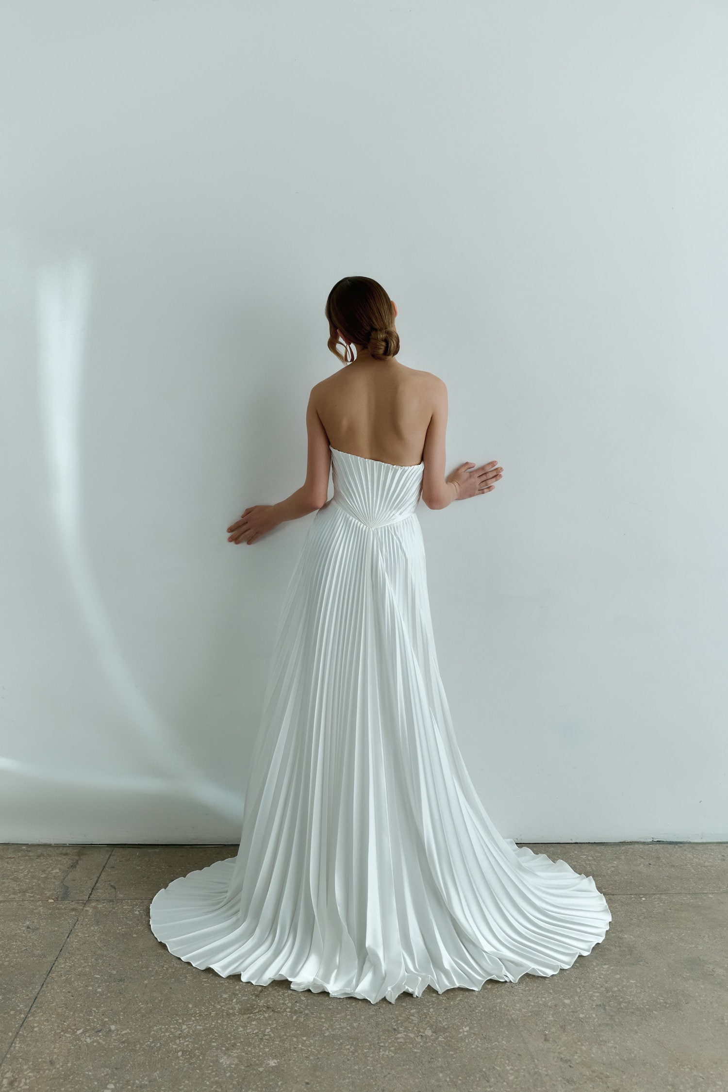 Pleated Wedding Dress Strapless Satin Wedding Dress Modern A line Bridal Gown With Pleating Minimalist Corset Wedding Dress CELESTE Etsy