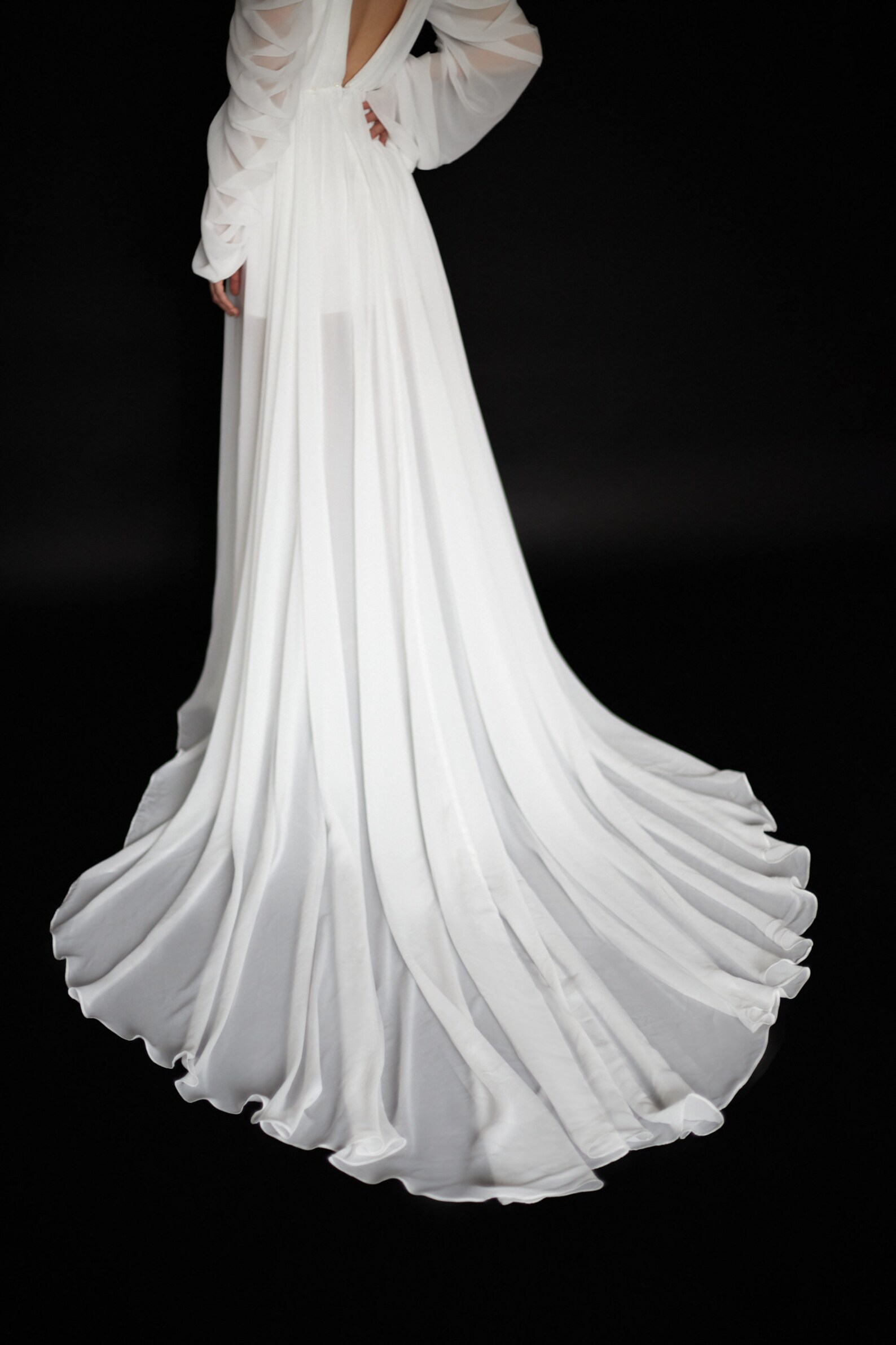 Pretty Chiffon V Neck Layered Prom Dress Elegant Long Wedding Dress cc2064