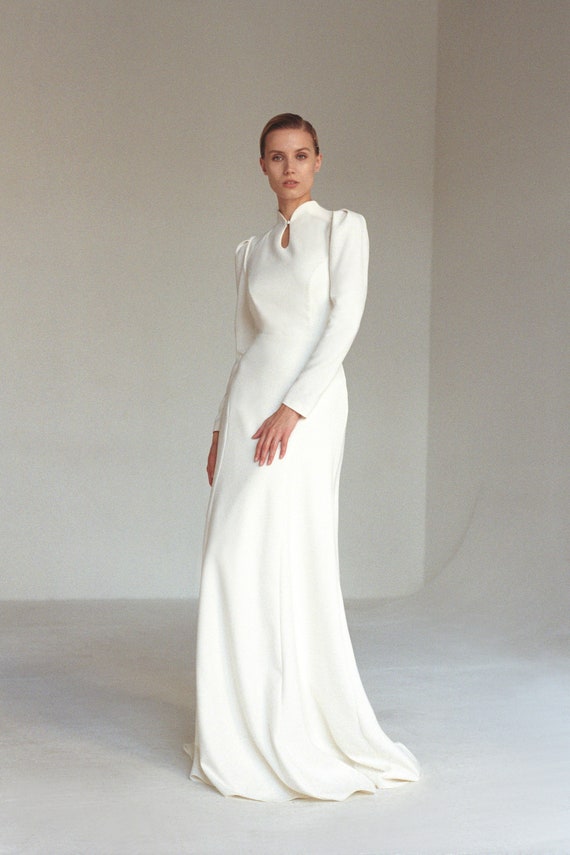 puffy long sleeve wedding dress