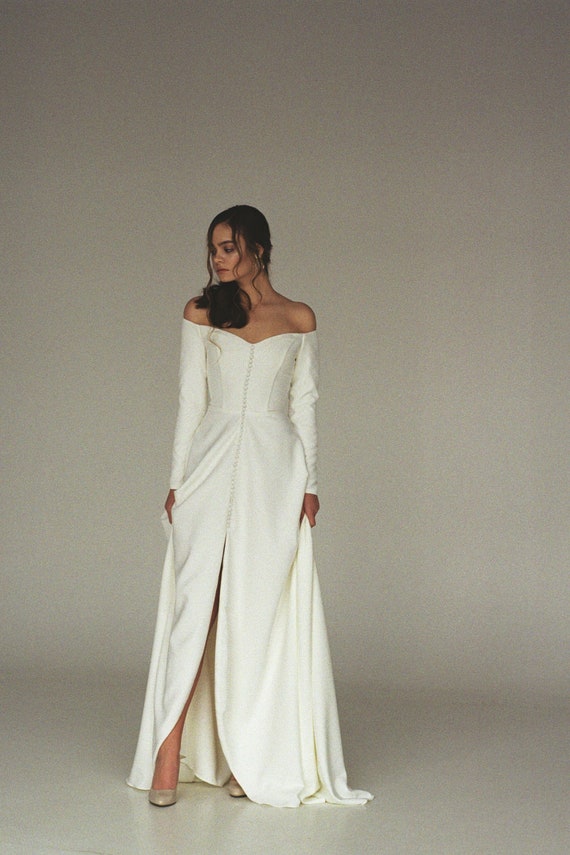 off white wedding gowns with sleeves