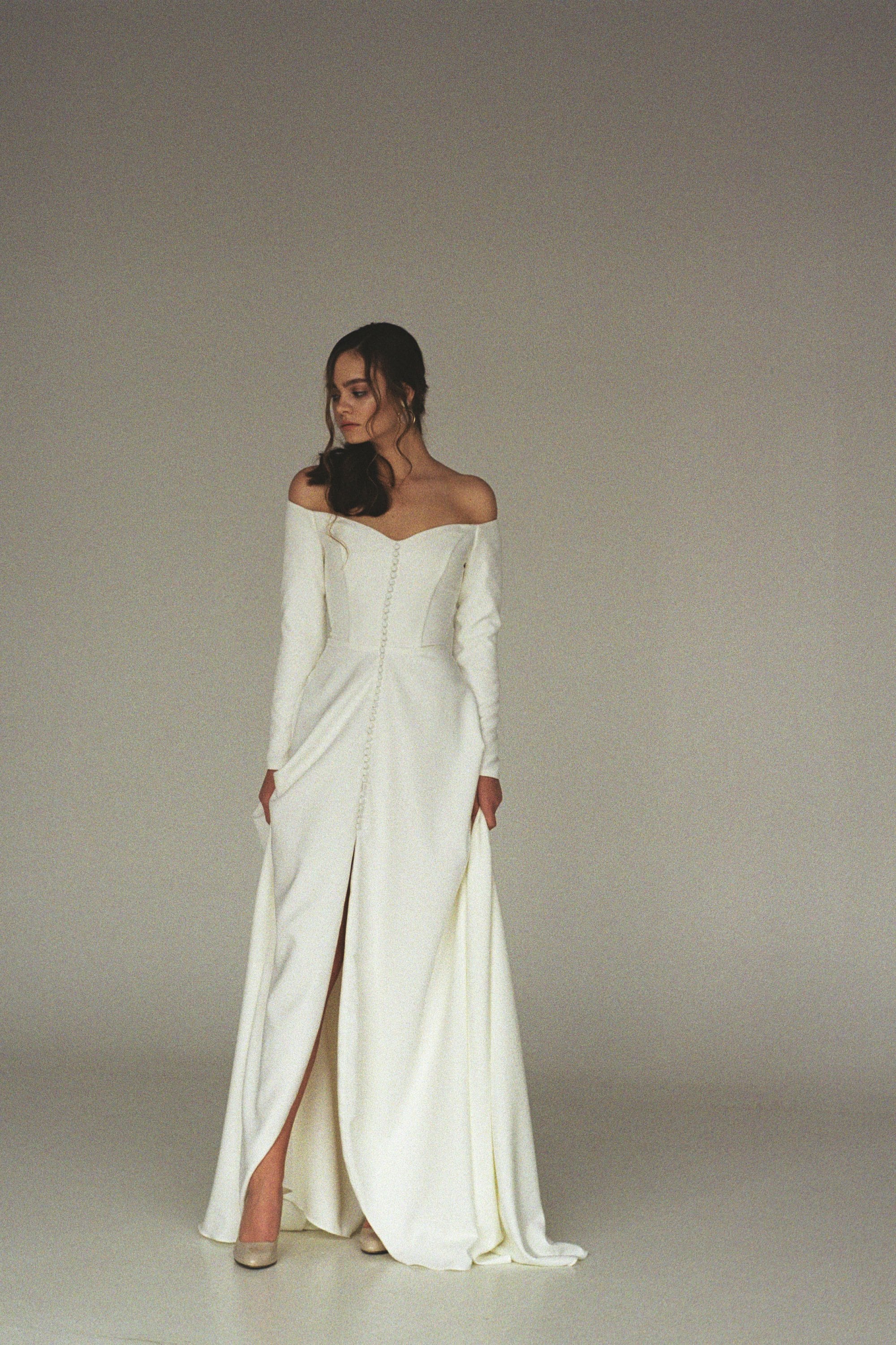 Wedding Dress Long Sleeve off the Shoulder Etsy UK