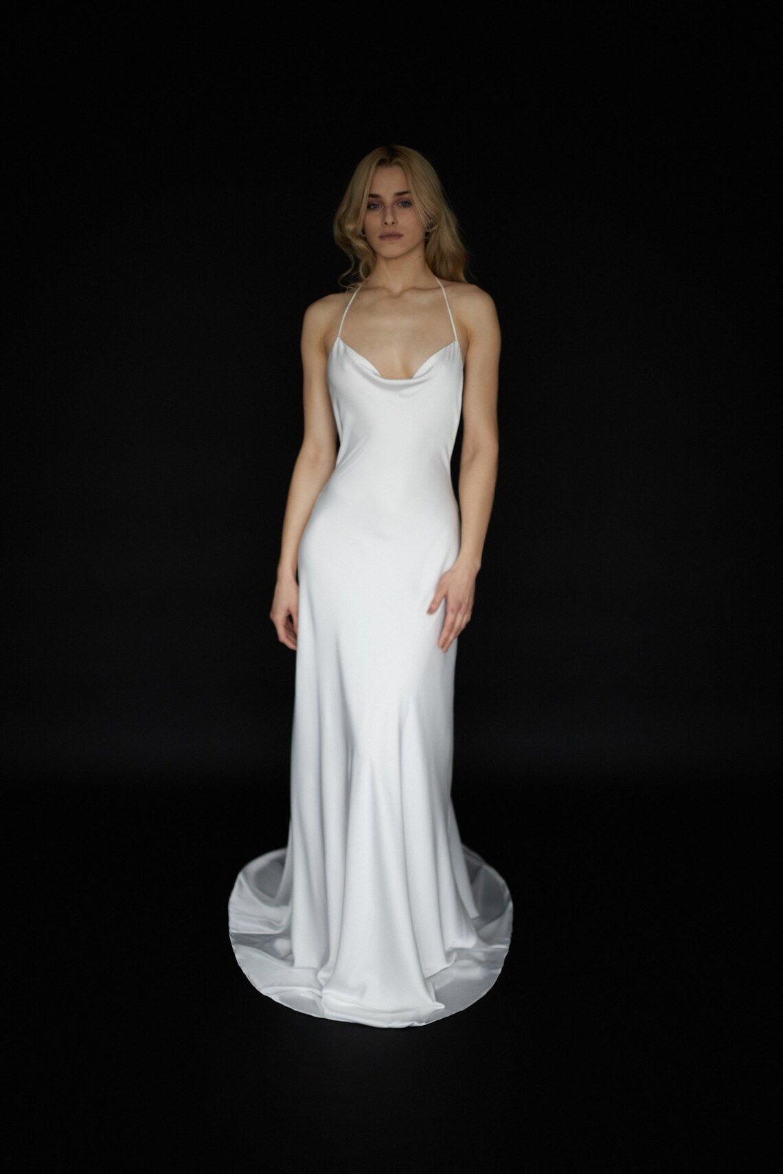 Cowl neck satin wedding dress Bias cut slip wedding dress Etsy