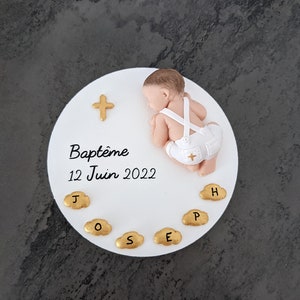 SEVERAL MODELS baby baptism plate baptism boy outfit for decoration or miniature cake in fimo to personalize Joseph