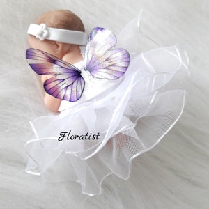 SEVERAL MODELS Baby girl with miniature white tutu fabric dress in fimo to personalize for baptism, birthday, birth image 5