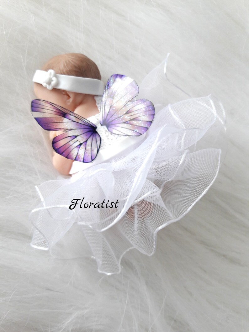 SEVERAL MODELS Baby girl with miniature white tutu fabric dress in fimo to personalize for baptism, birthday, birth image 5