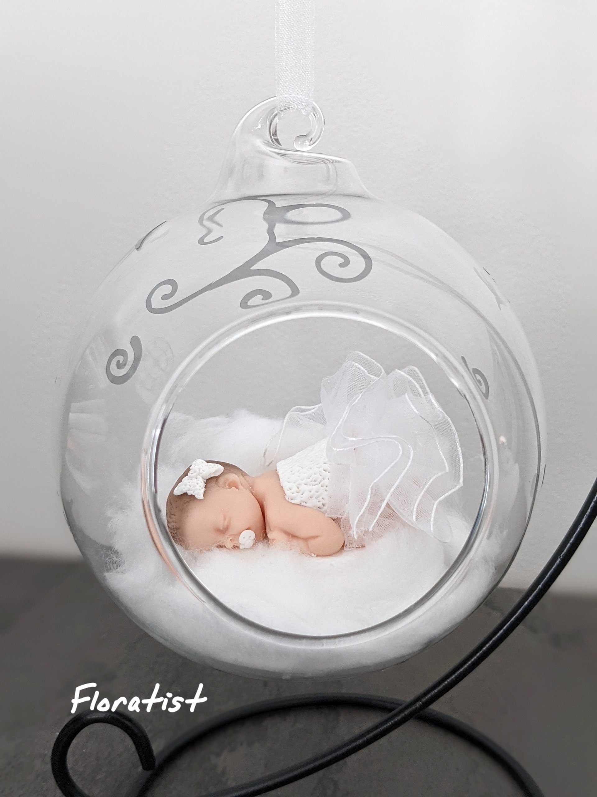 Boule en Verre avec Bébé Fille Tutu à Personnaliser Baptême Demande Parrain/Marraine Naissance Anniv