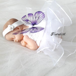 SEVERAL MODELS Baby girl with miniature white tutu fabric dress in fimo to personalize for baptism, birthday, birth image 7