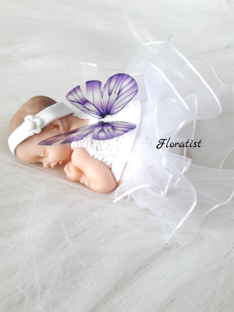 SEVERAL MODELS Baby girl with miniature white tutu fabric dress in fimo to personalize for baptism, birthday, birth image 7